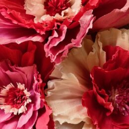 Création et confection des fleurs géantes en papier crépon Italien