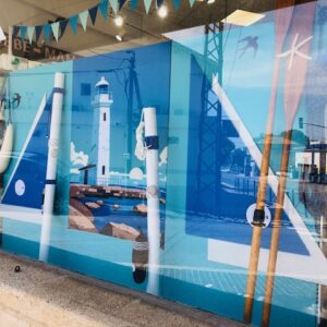 Phare, rames, coquillages, voiles et ponton tout est fait maison